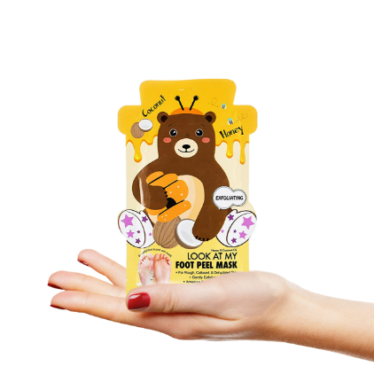 LOOK AT ME Foot Peel Mask Coconut & Honey BEAR 1 ζευγάρι
