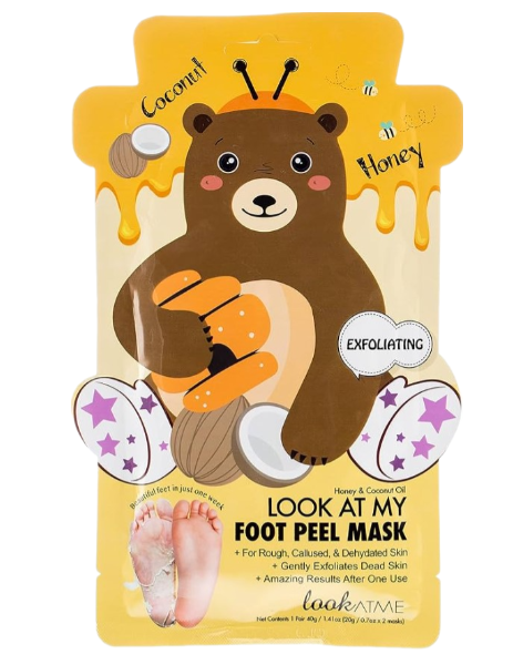 LOOK AT ME Foot Peel Mask Coconut & Honey BEAR 1 ζευγάρι