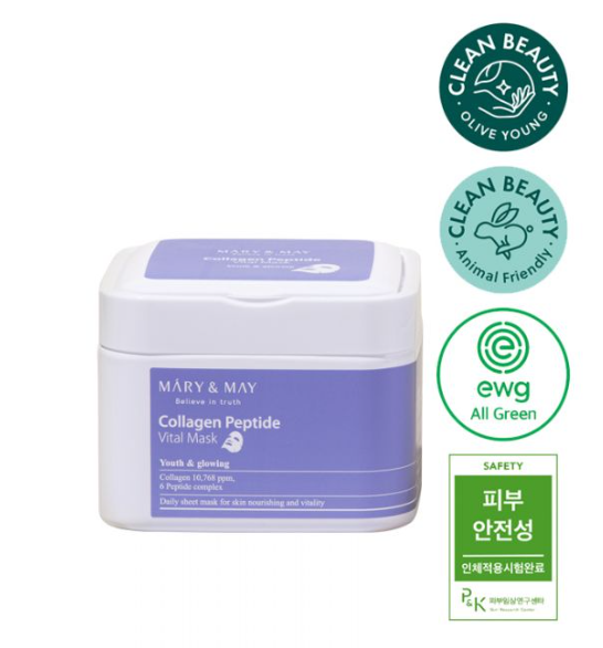 MARY & MAY Collagen Peptide Vital Mask Pack (30 sheets)